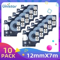 unistar 10pack tapes compatible for dymo label printer for d1 label tape refill black on clear 9mm 12mm a45010 labelmanager 210d
