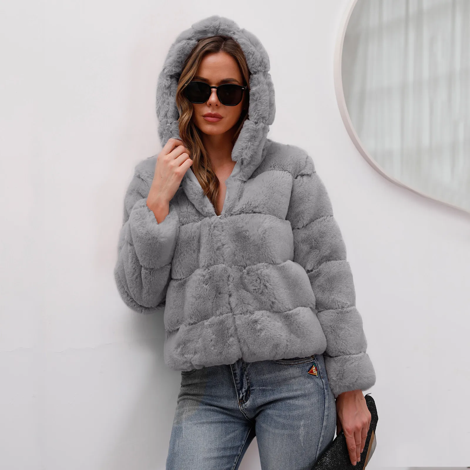 

Women Plus Size Faux-fur Coat Gilet Long Sleeve Waistcoat Body Warmer Furry Faux Jacket Coat With Outerwear Женская Одежда