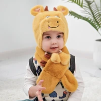 autumn and winter new animal children boys and girls hats and scarves two piece winter baby windproof ear caps 2021