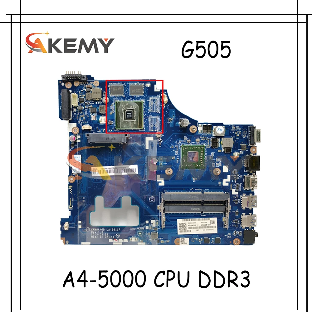 

Akemy VAWGA/GB LA-9911P материнская плата для ноутбука Lenovo G505 Материнская плата ноутбука процессор A4-5000 DDR3 100% тесты работы