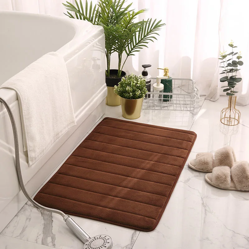 

Soft Bathroom Carpets Coral Fleece Shower Bath Mat Water Absorption Memory Foam Washable Non-slip Toilet Kichen Floor Rug Carpet
