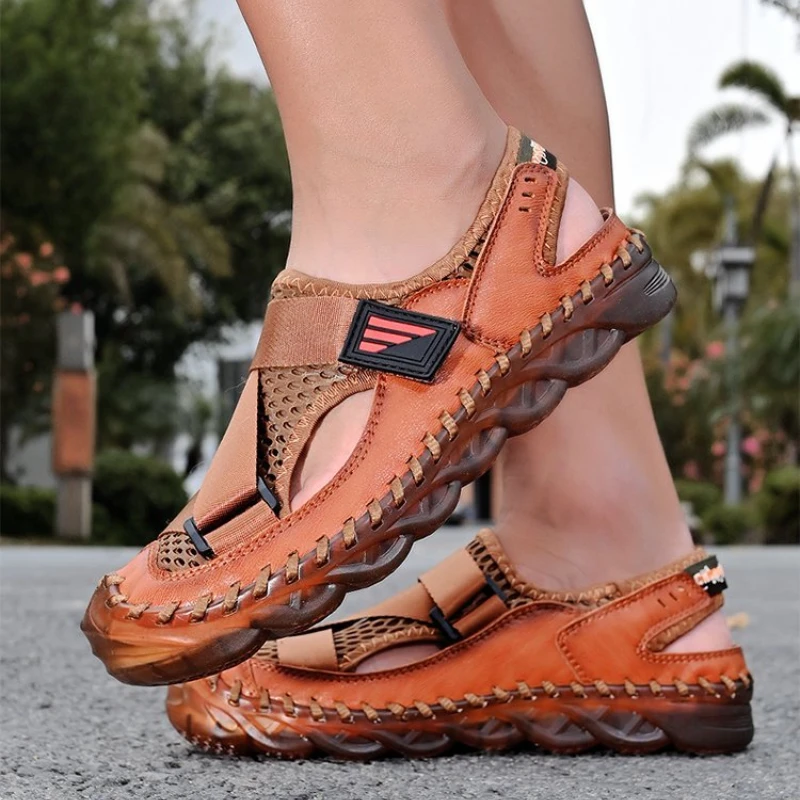 

2021 Men Shoes Fashion Casual Outdoor Hollow Elastic Band Mesh Breathable Non-slip Wear-resistant Comfortable Sandals 3KC290