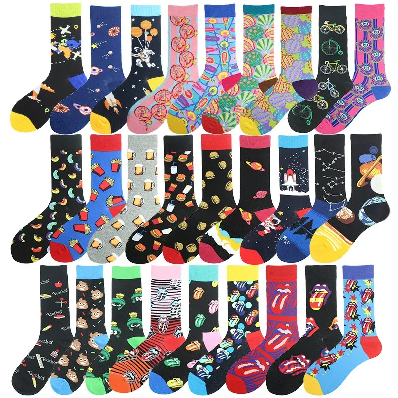 1 пара носки унисекс модный разноцветный Стиль астронавт для девочек хлопок Harajuku
