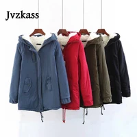 jvzkass 2019 new winter new long loose hooded large fur collar coat tooling cotton womens plus velvet thickening z326