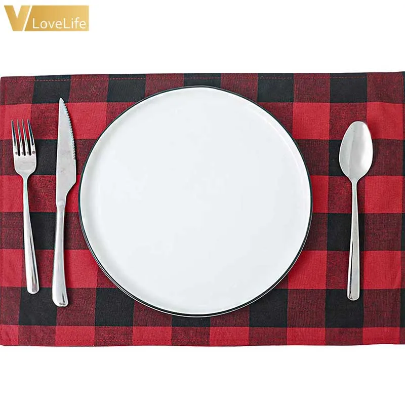 Красно черная наволочка в клетку буйвола декоративная скатерть подложка чулки