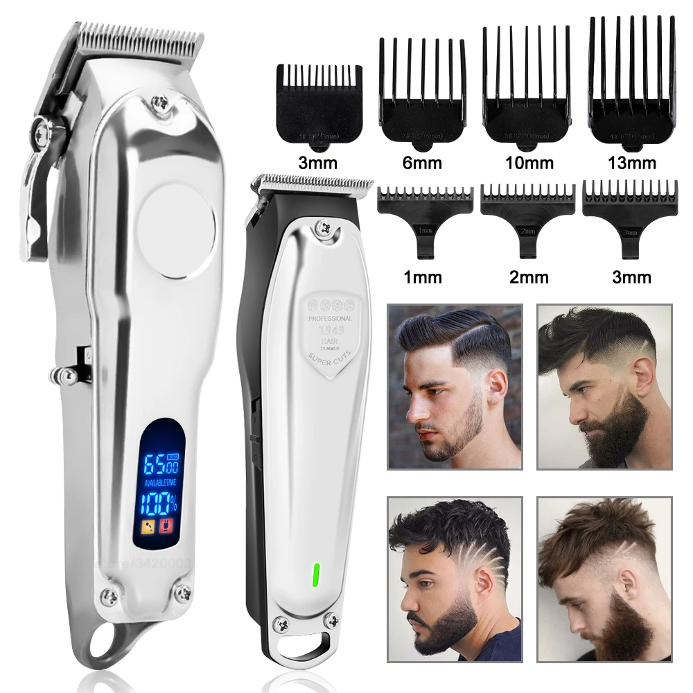 

New Hair Clipper Electric Shaver for Men Professional Hair Cutting Machine Barber Rechargeable LCD Display Beard Shaving Razor