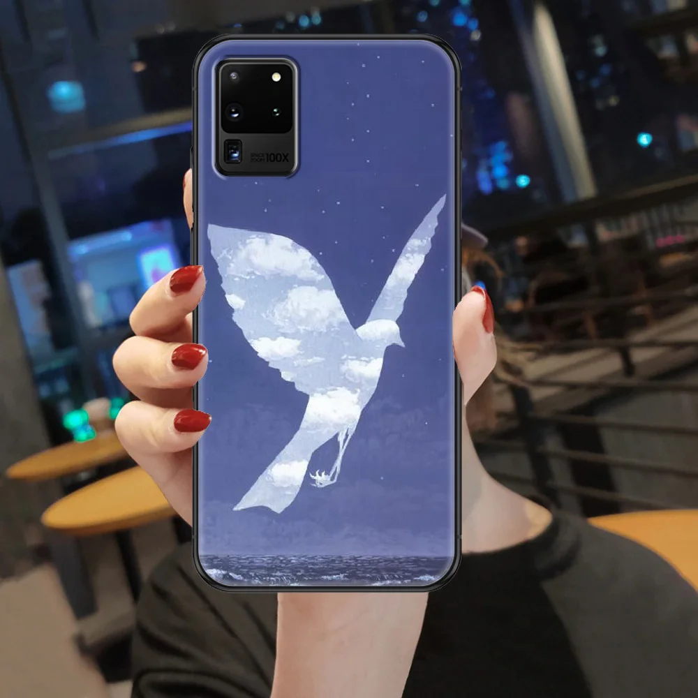 

Magritte Phone case For Samsung Galaxy Note 4 8 9 10 20 S8 S9 S10 S10E S20 Plus UITRA Ultra black trend waterproof luxury cover