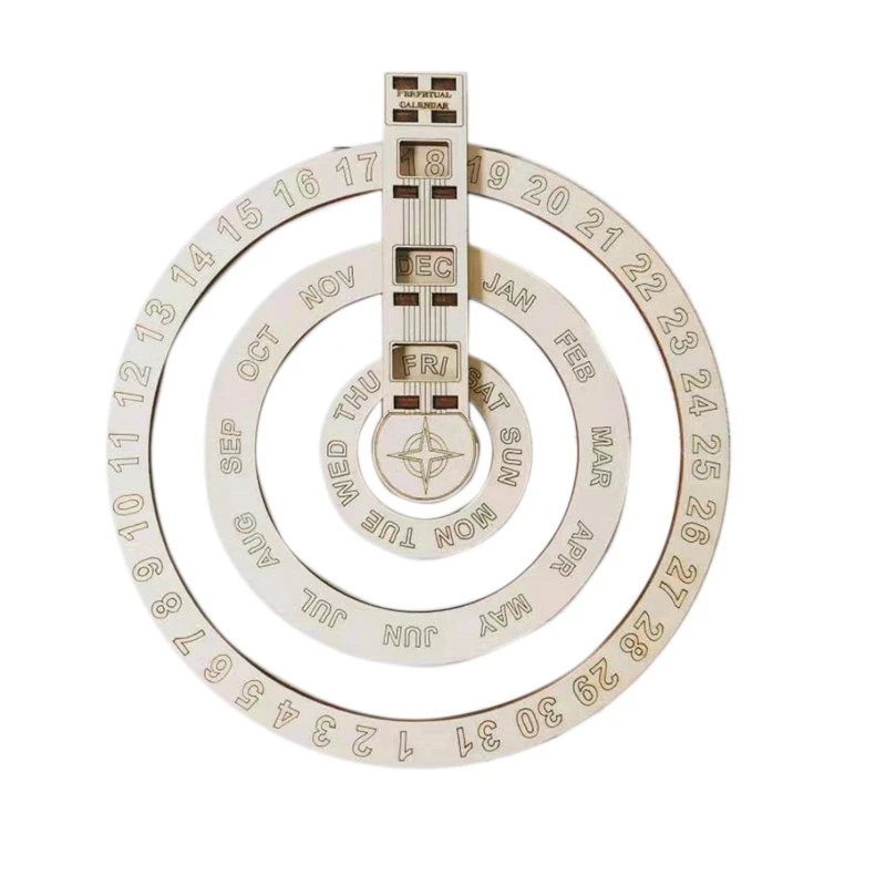 

Perpetual Calendar Wood Wall-Mounted Calendar Rotating Disc Calendar Eye Hook Hanging Country Design Calendar for Home