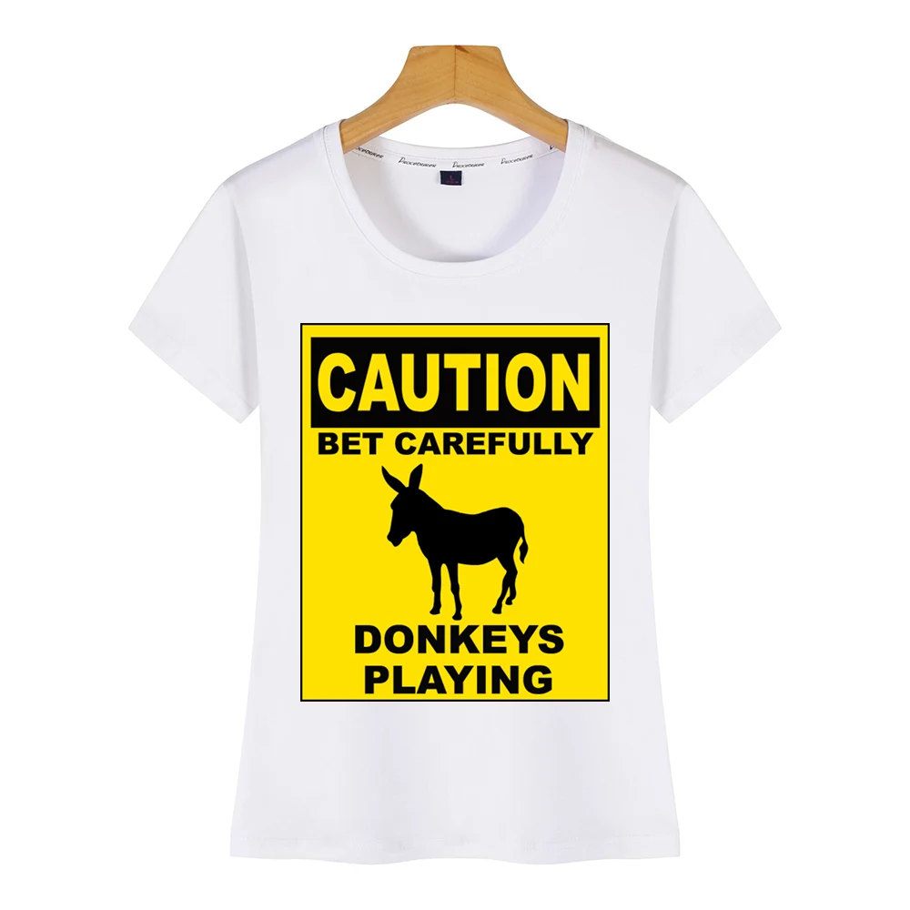 Женская футболка с принтом poker caution donkeys Play Vogue Винтажная Футболка | одежда