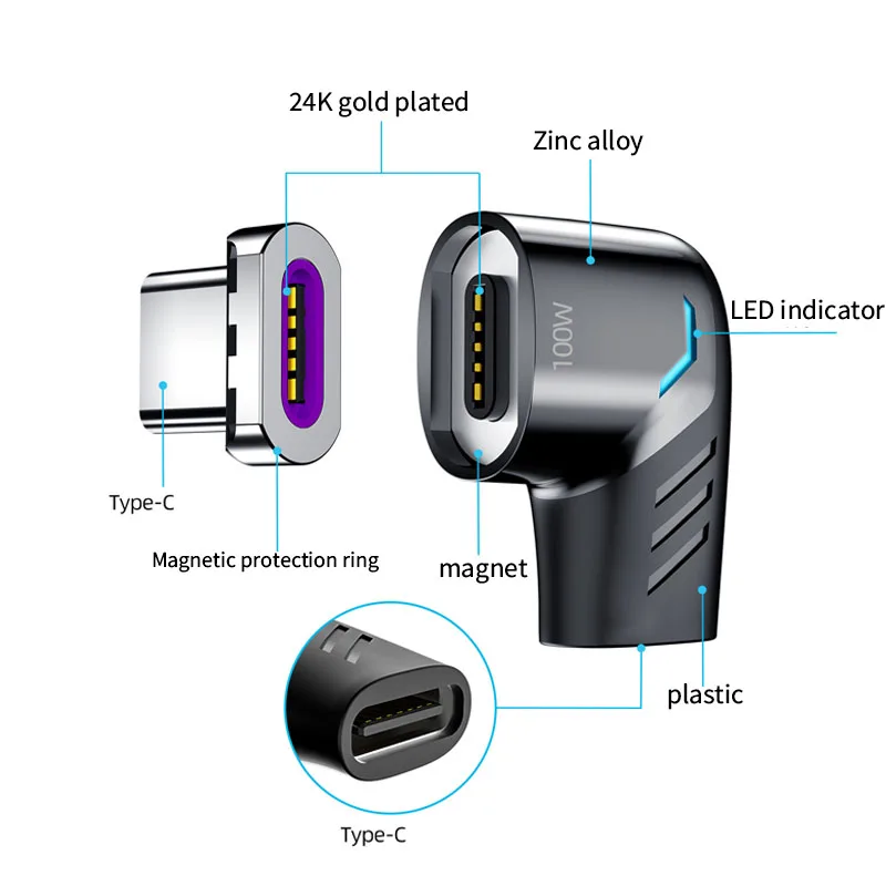 Адаптер с USB на Type C 100 Вт магнитный переходник Мама папа Type-c Магнитный адаптер для