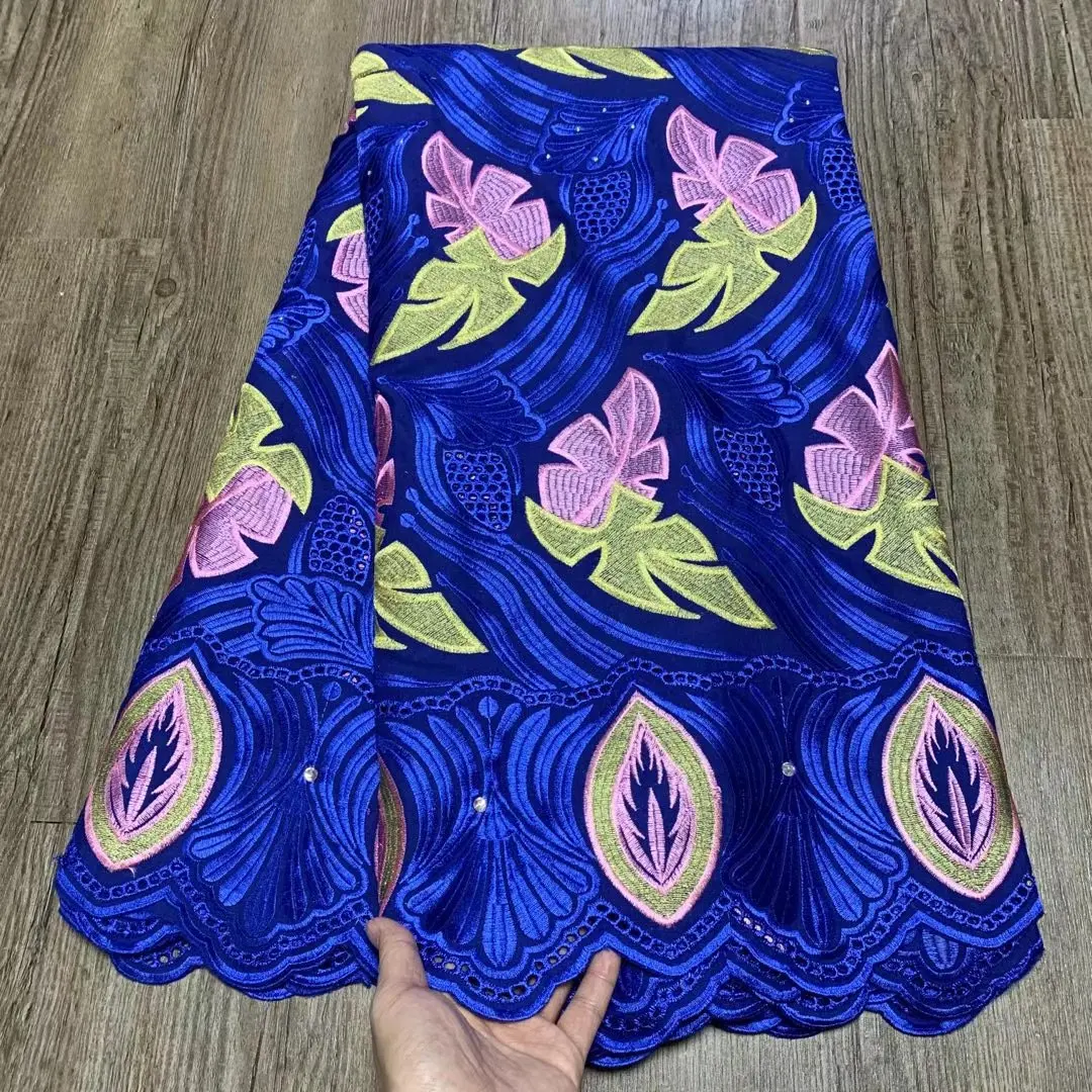 

5 ярдов, африканская кружевная ткань 2021, новейшая швейцарская вуаль, кружево в Швейцарии, хлопковая швейцарская кружевная ткань с вышивкой ...