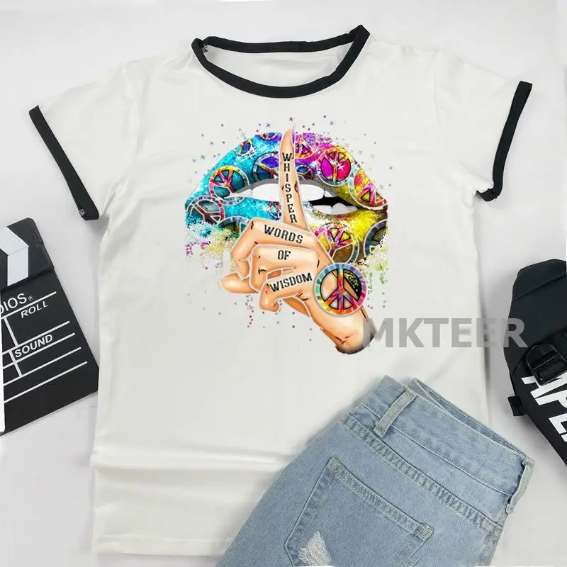 

Lips 2021 Summer Women Tshirt Print Short Sleeve Tees Tops Ladies Harajuku comfort Plus Size T Shirt Streetwear Woman T-shirts