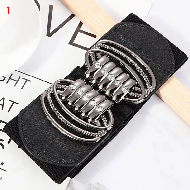

Metal Buckle Waist Belts Vintage Wide Waist Strap Women Elastic Waistbands Girdle Decorative For Coat Dress Female Waist Seal