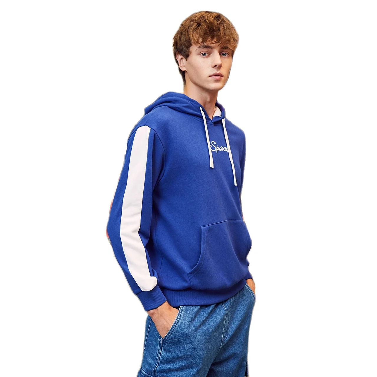 Свитшот SEMIR мужской с капюшоном пуловер длинным рукавом в полоску сбоку и