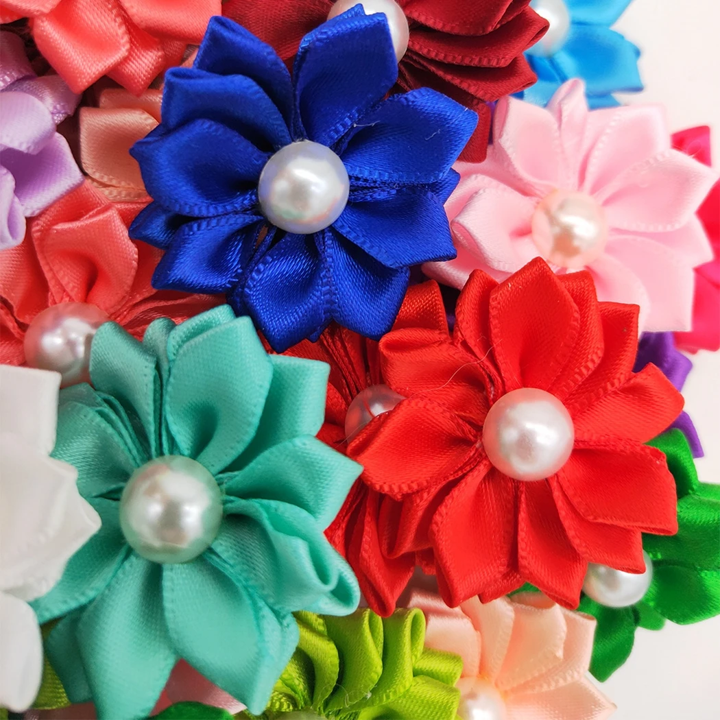 

5PCS Pet Hair Band Dog Hair Bows Flower Fake Pearl Decor Dog Hair Hundehaar Accessories Pets Puppies Kittens Hair Band Supplies