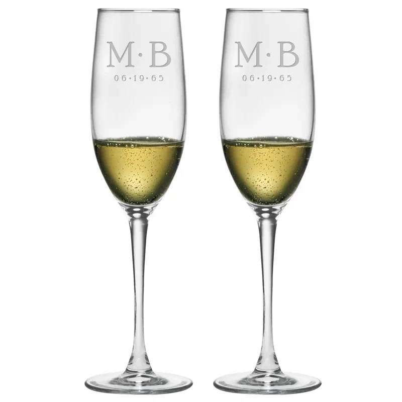 

Personalized Crossed Arrows Glass Flute Wedding Champion Flutes with Couple Name Initial Toasting Flutes Wedding Drinking Cup