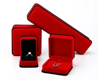 customized logo red velet jewelry box 100pcslot ring necklace stroage box factory printing design