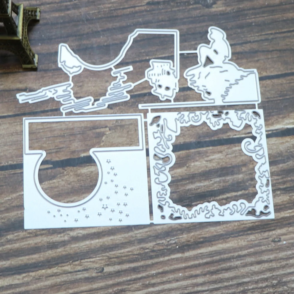 Ночной вид девушка на берегу реки металлический Трафаретный вырубной штамп