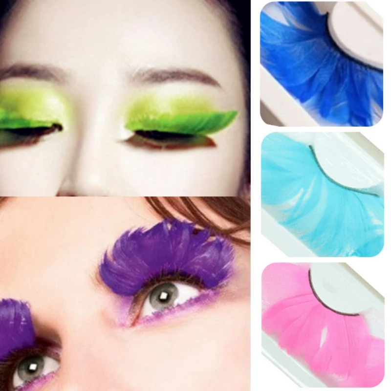 1 пара Поддельные ресницы разноцветные перо 3D натуральных длинных Китая по