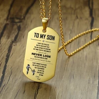 to my son dog tag pendant necklace gold color stainless steel dad always remember and love boys family accessories
