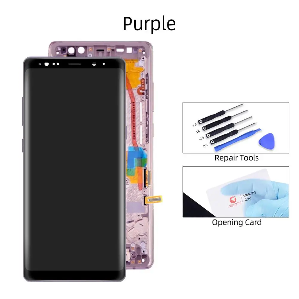 Purple with Frame AMOLED Дисплей для Samsung Galaxy Note 8 N9500 LCD в сборе с тачскрином 6.3'' черный - Цвет: Purple with Frame