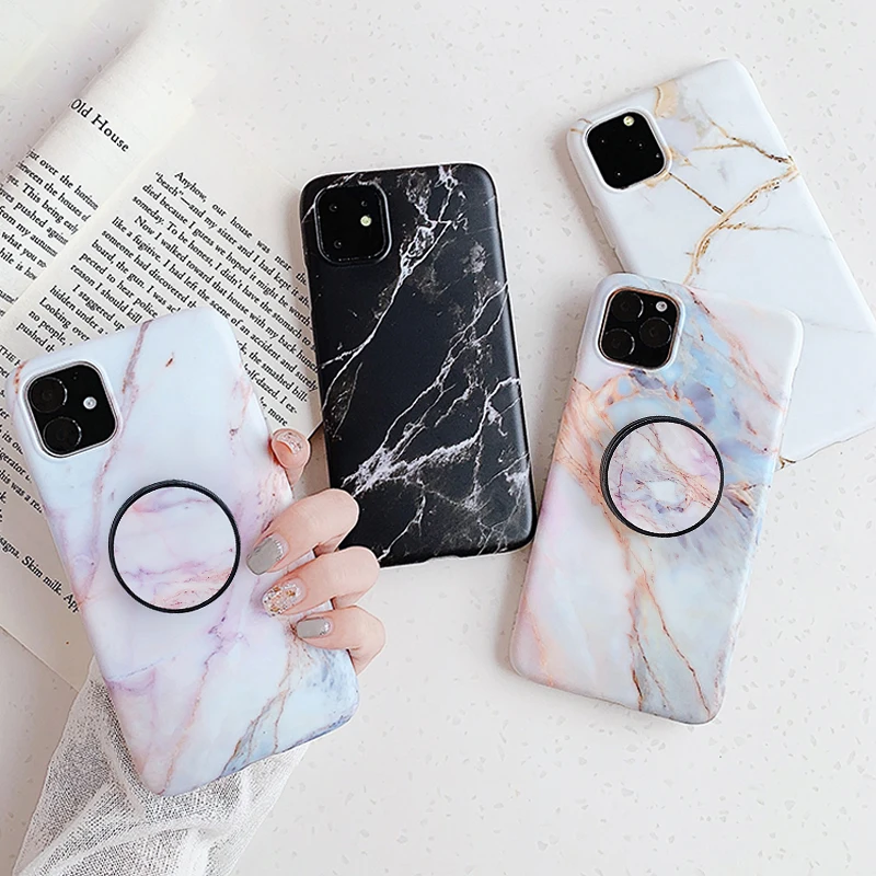 COOLY мраморный чехол для huawei P30 Pro P20 Lite чехол для iphone 11 Pro Max телефон Coque на силиконовый чехол розовый белый Держатель подставка