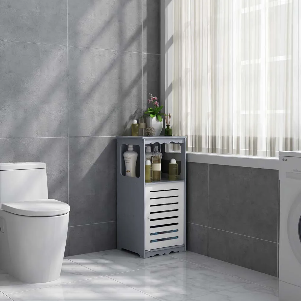 Полка для ванной комнаты напольный многоярусный угловой шкаф без отверстий