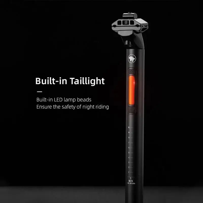 

021 Taillight Saddle Integrated Bicycle Seatpost 30.4/31.6mm Waterproof Lightweight MTB/Road Bicycles Aluminium Alloy Seat Post
