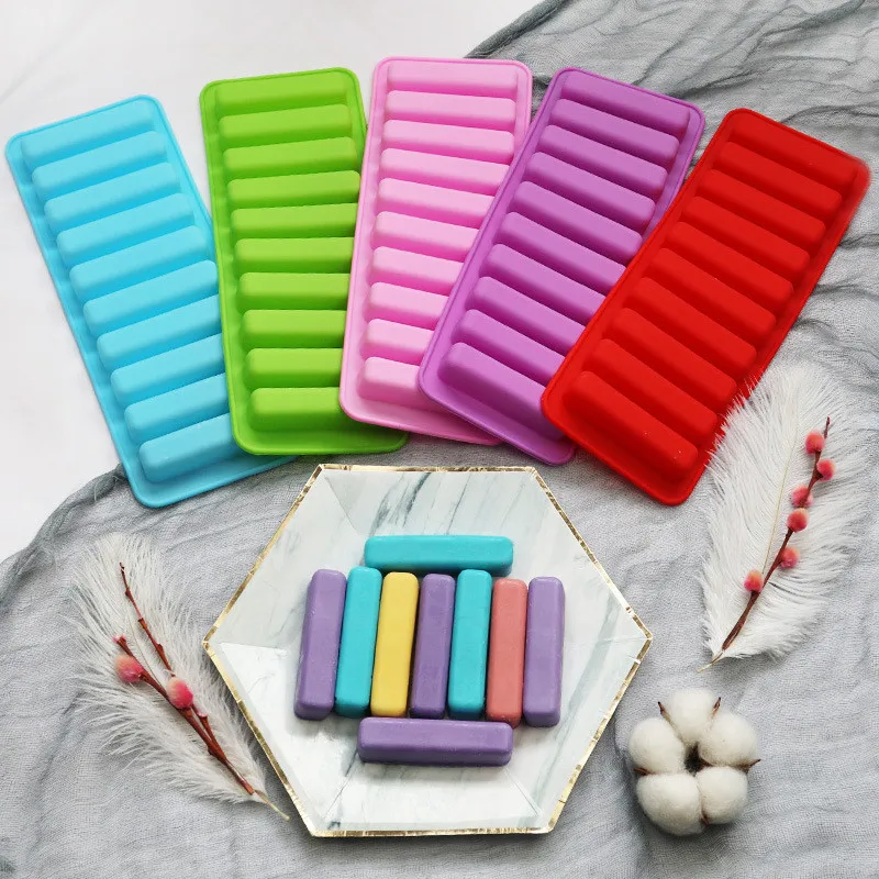 

10 Cavity Silicone Cake Stick Shape for Chocolate Truffle Mousse Cake Dessert Mold Cake Decoration Tools DIY Baking Moulds