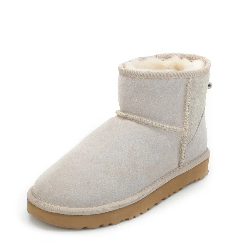 L Beige UVWP; классические зимние сапоги; Новинка; модные водонепроницаемые теплые зимние сапоги из натуральной коровьей замши; женская обувь; ботильоны - Цвет: L Beige