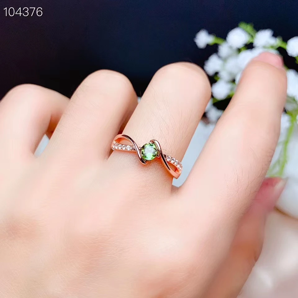 

CoLife Jewelry Fashion Tourmaline Ring 4mm Natural Green Pink Tourmaline Silver Ring 925 Silver Tourmaline Jewelry