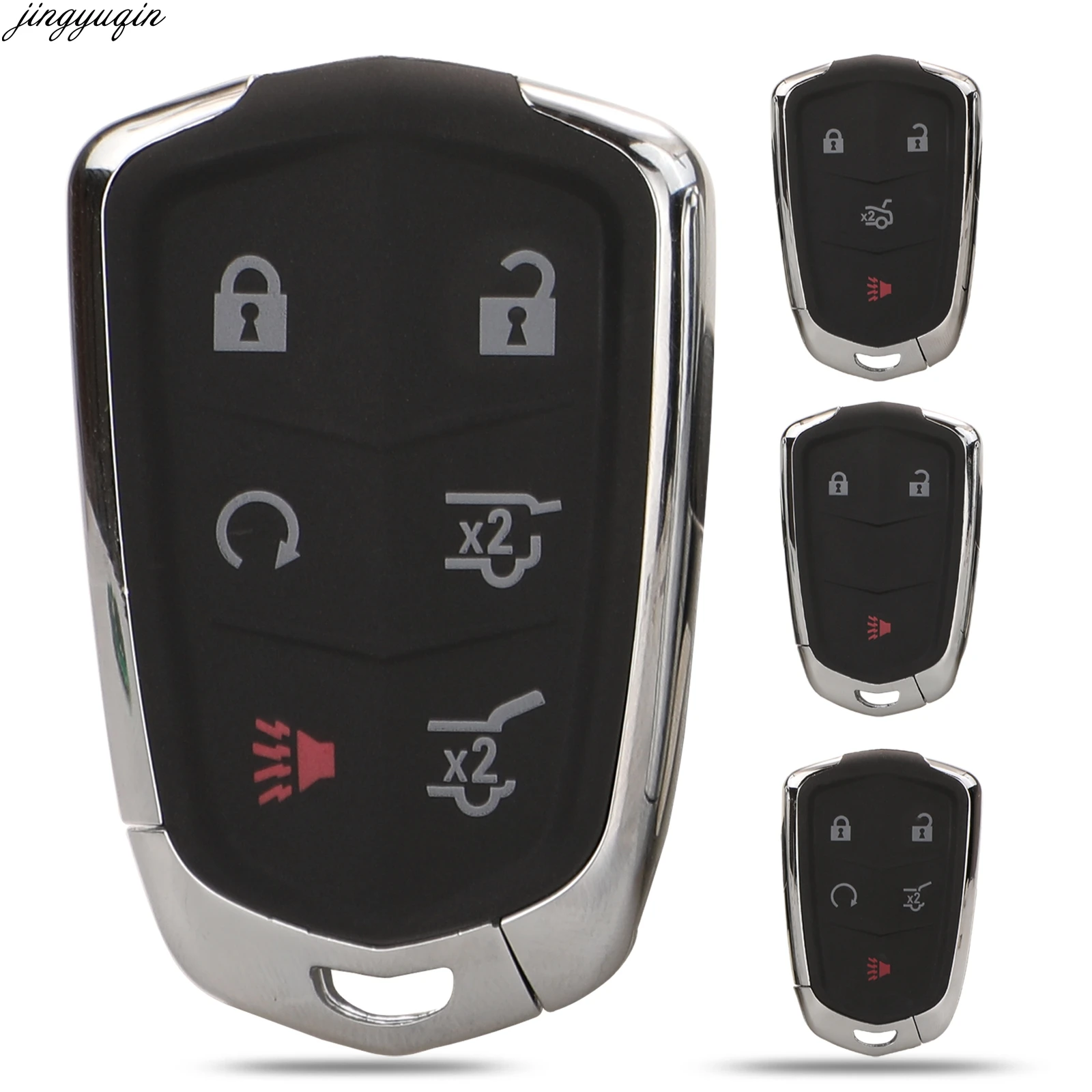 Jingyuqin 3/4/5/6 Buttons Remote Car Key Case Shell For Cadillac SRX CTS ATS XTS Escalade ESV Keyless Entry Smart FOB