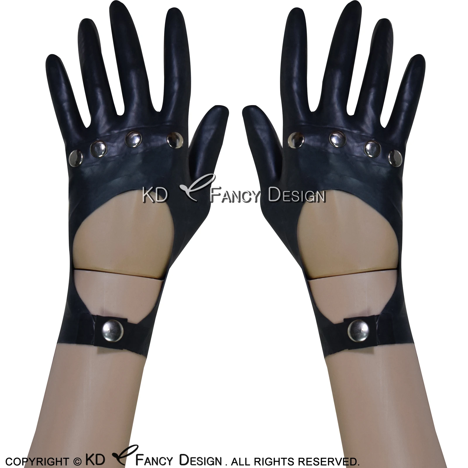 

Black Short Sexy Latex Gloves With Rivets Rubber Mittens ST-0045