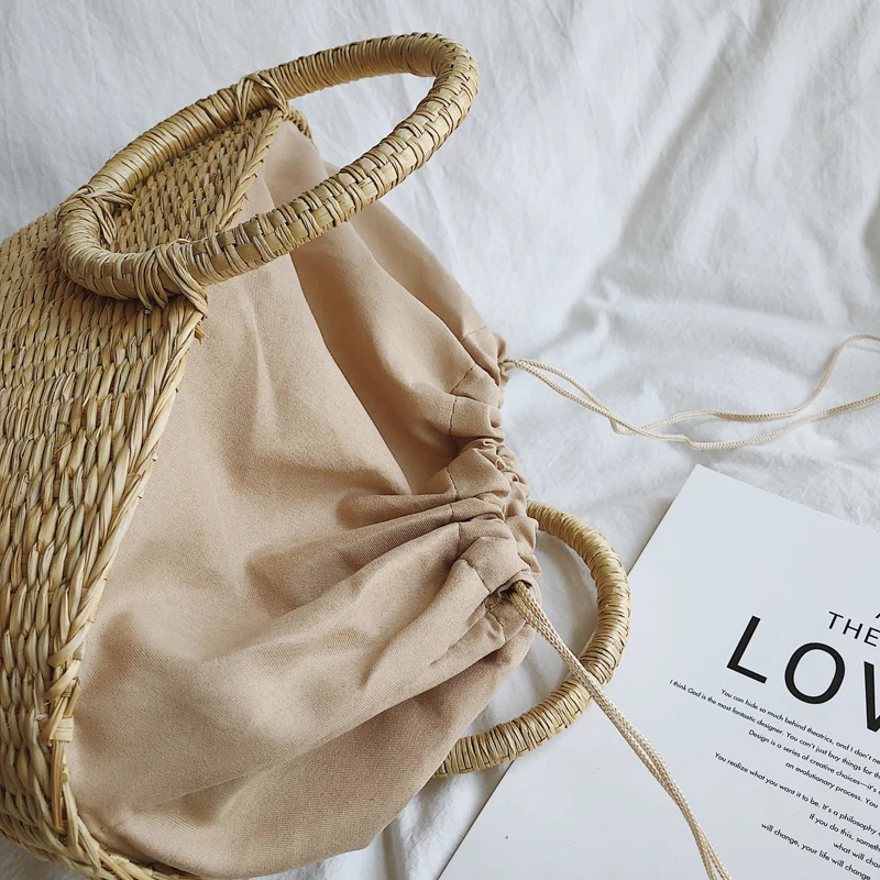 Соломенная Сумка для женщин портативная ретро-сумка отпуска Пляжная