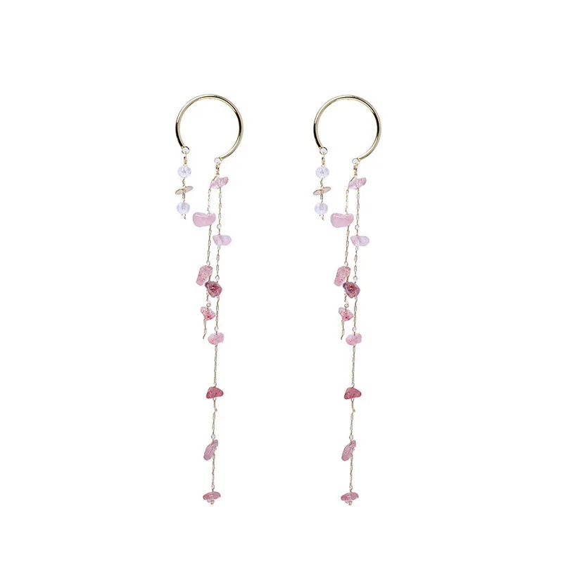 

2020 New Fahion Women's Earrings Elegant Pink Stone Tassels Drop Earrings for Women Bijoux Korean Boucle Gifts Jewelry Wholesale