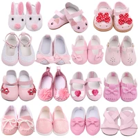 18 inch american doll girls shoes pink princess dress shoes newborn baby toys accessories fit 40 43 cm boy dolls gift s15