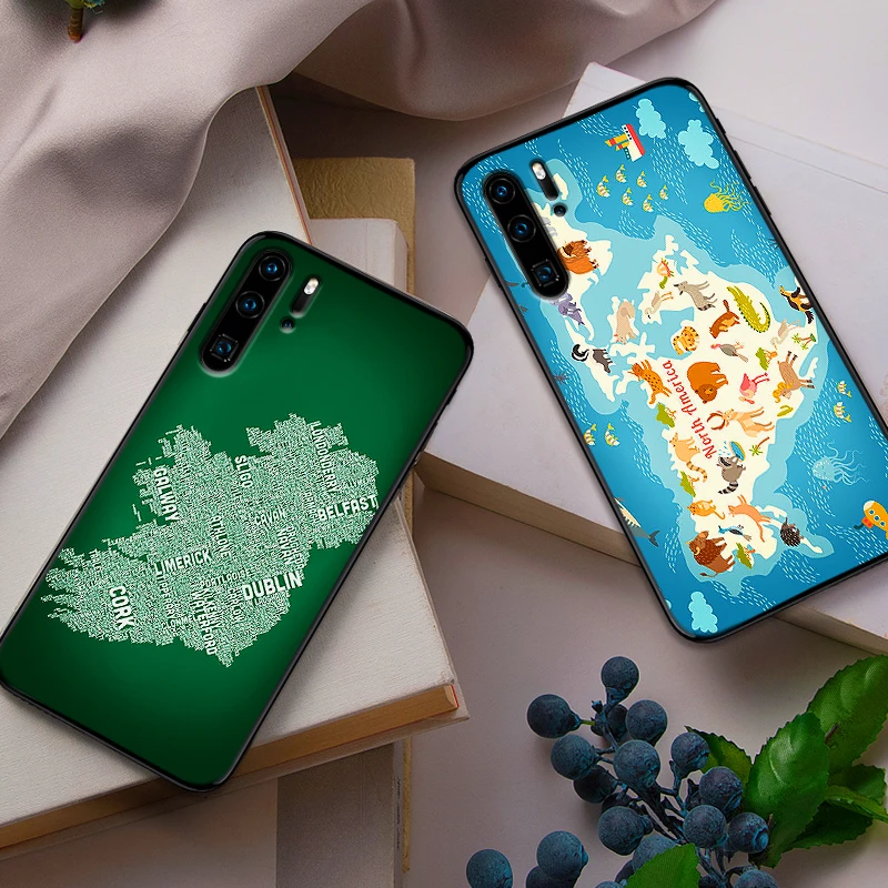 Animals World Map North Case For HuaweiY9 Prime 2019 Mate 10 20 Pro Nova2 3 4 Lite Nova 2i 3i 5i Y6 Y7 2018 Coque Funda | Мобильные