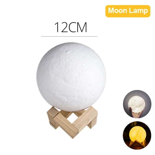 moon lamp 12cm USB перезаряжаемая 3D печать Лунная лампа ракета космический челнок лампа Настольные лампы для гостиной спальни прикроватный домашний декор - Цвет абажура: moon lamp 12cm