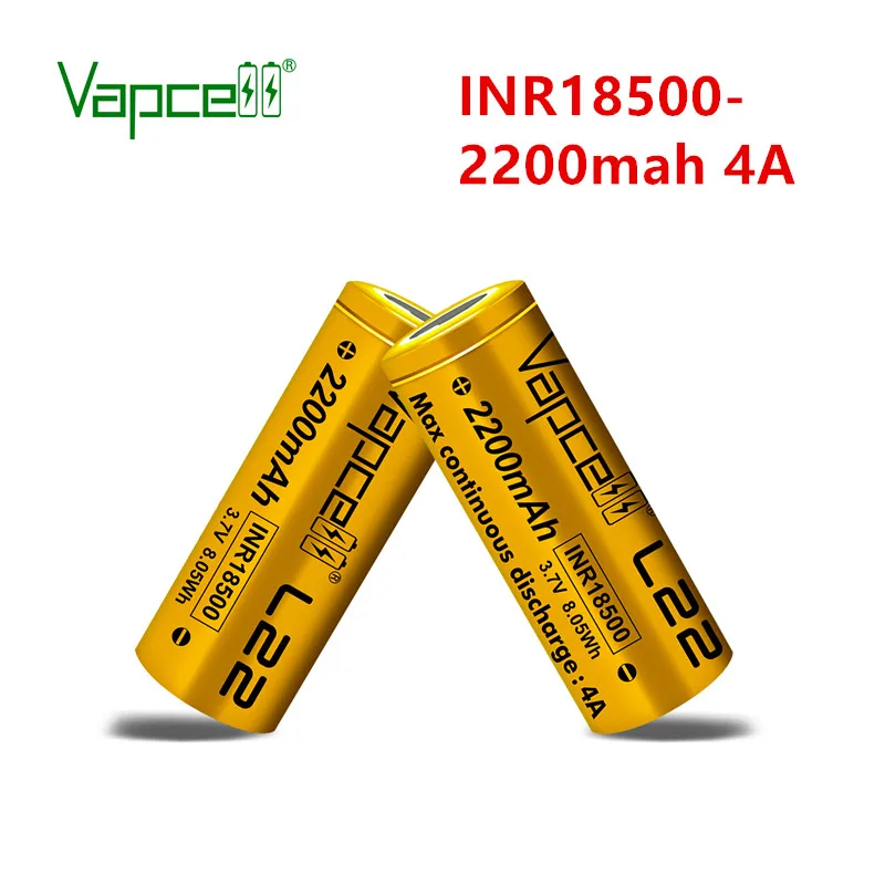 Оригинальный аккумулятор Vapcell 18500 2200 мА · ч 4A 3 7 В перезаряжаемая литиевая батарея