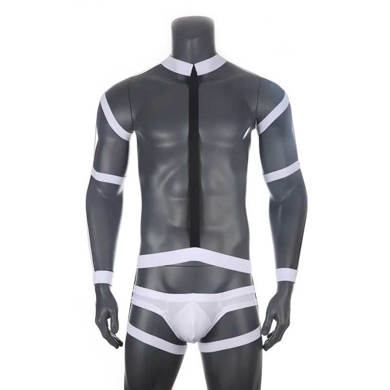

Sexy Body Chest Harness Men Underwear Set Elastic Shoulder Harness Strap Stage Costume Clubwear Bondage Clothes Thong