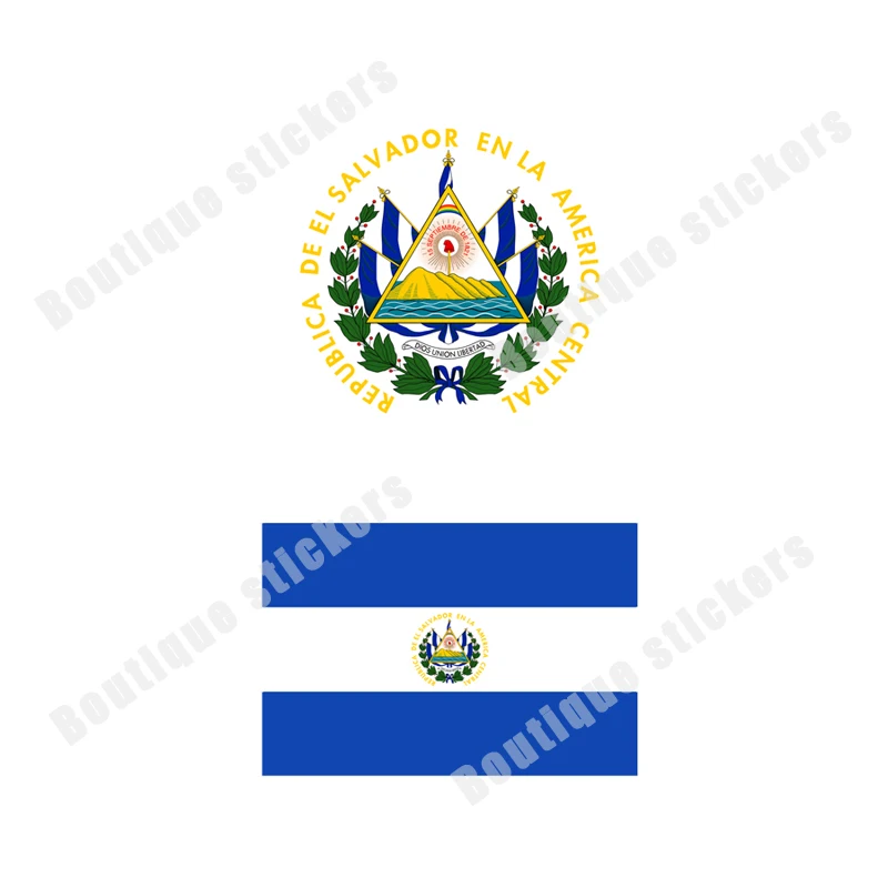 

El Salvador National Flag National Emblem Sticker Covering Scratches PVC Window Windshield Accessories Car Decal Decoration