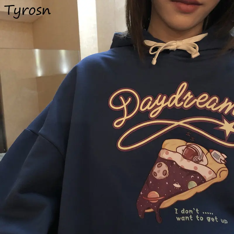 

Женские зимние толстовки с капюшоном и мультяшным принтом, уличная одежда для отдыха, утепленные толстовки, шикарный свободный бойфренд, уютный универсальный стиль Харадзюку, Новинка