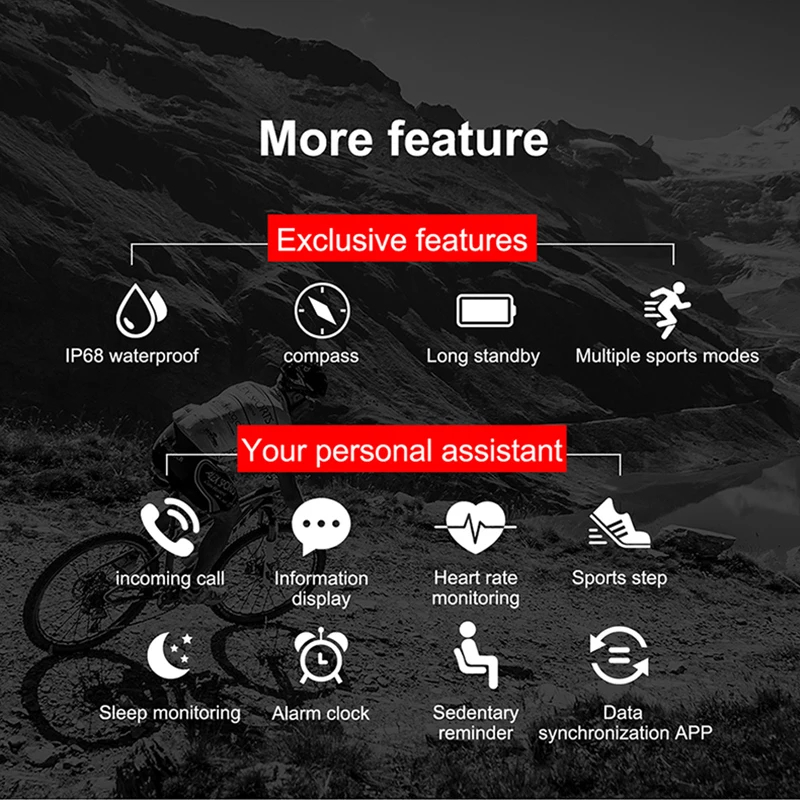 Fashion Sports Smart Watch Bracelet Heart Rate Monitoring Compass Display Waterproof Intelligent Clock Wristwatches Android IOS |