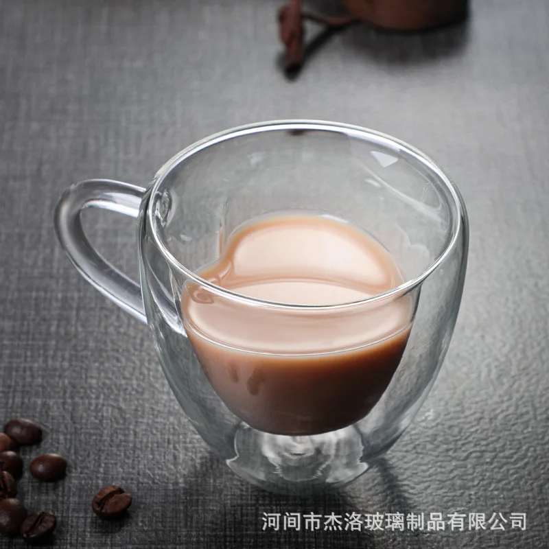 240ML Heart Love Shaped Glass Mug Couple Cups Double Wall Cup Heat-Resisting Tea Beer Mugs Milk Coffee Gift Drinkware | Дом и сад