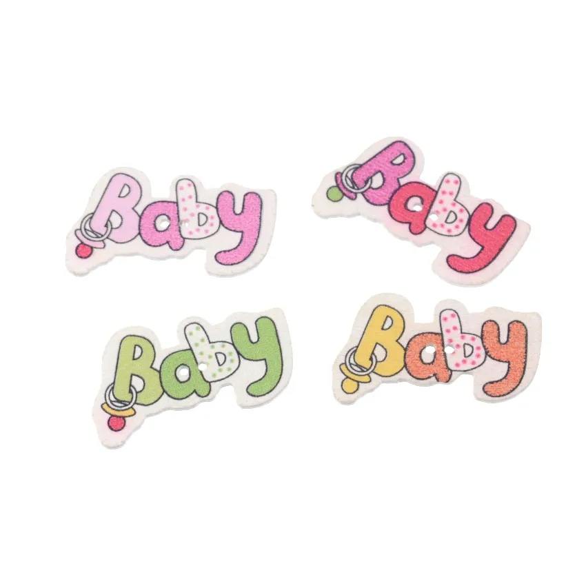 Бесплатная доставка розница 10 шт. Случайные Смешанные 2 отверстия узор &quotBaby&quot