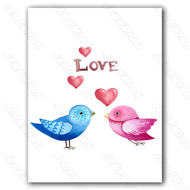 

Color Bird Cartoon Poster Nordic Style Wall Art Canvas Print Painting Modern Living Room Decoration