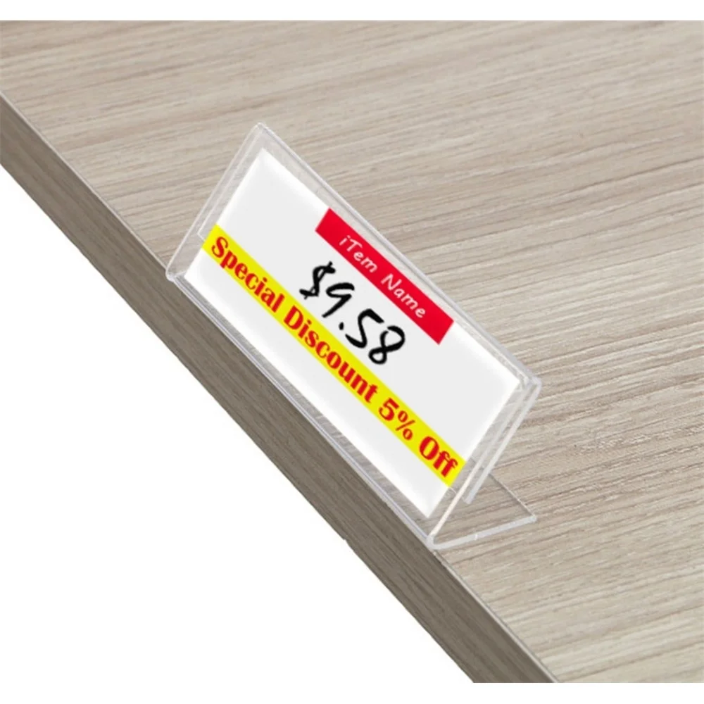 

3x8cm Acrylic T 1.5mm Clear Plastic Desk Sign Label Display Card Label Stand Paper Holders Tag Price Frame Frame Holder Acry
