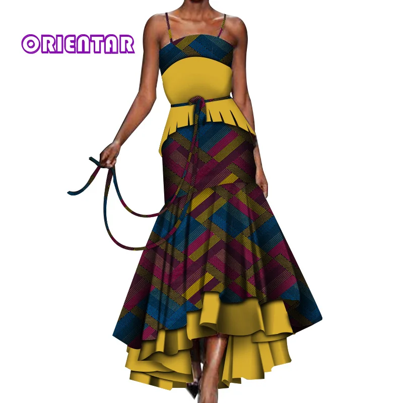 Платье женское длинное с открытыми плечами в африканском стиле|Африканская