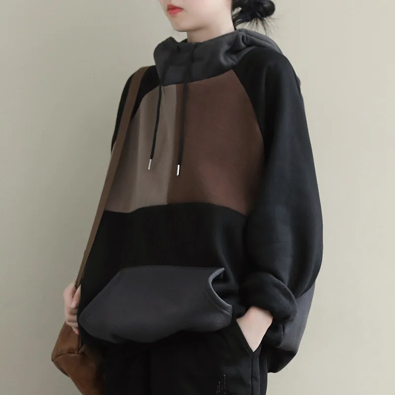 Осенне-зимние толстовки в стиле ретро женские свободные пуловеры большого