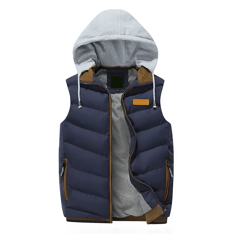 Outdoor Winter Hiking Warm Thicken Hooded Soft Shell Men Vest Jackets Windproof Comfortable Leisure Slim Fit Mousse Cotton Coat | Спорт и